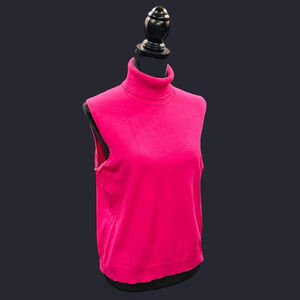 Judith Hart Silk Blend Sleeveless Turtleneck Sweater Top Women’s XL Hot Pink